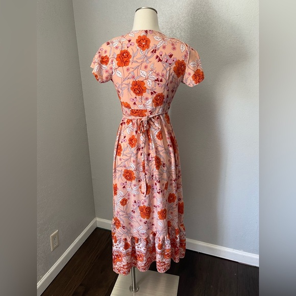 Orange and Pink Flutter Sleeve Maxi Dress - Picture 6 of 6